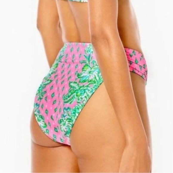 NWT Lilly Pulitzer High Waisted Clancy Bottom Pink Shandy Bikini Bottom - size 2 - Picture 2 of 9
